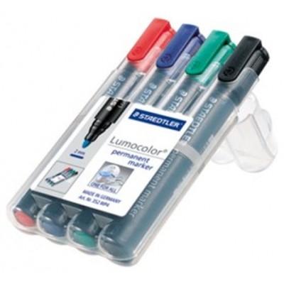 ESTUCHE 4 MARCADORES PERMANENTES LUMOCOLOR 352 TRAZO 2MM. SURTIDOS STAEDTLER 352 WP4 (Espera 4 dias) en Huesoi